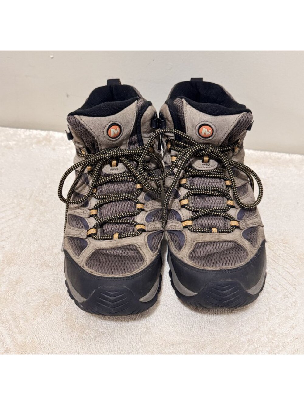 Merrell Men's Moab Mid Hiking Boots Gray Brown Suede Vibram Waterproof US 8 - Picture 2 of 7